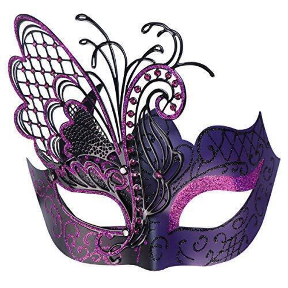 7233 Masquerade Butterfly Metal Mask, Sparkling Venetian Halloween Mardi